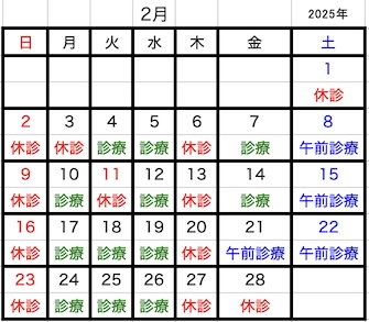 2025年02月診療